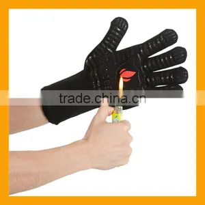 High Temperature Resistance Gloves, Machine Washable Silicone BBQ Grill Gloves, Black Flexible Safe Oven Glove thumbnail-2