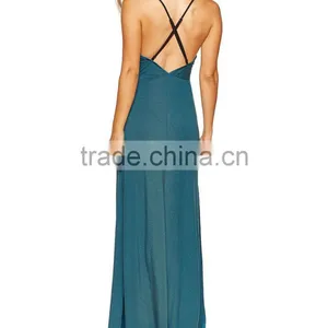 Wholesale Deep V Neck Maxi Beach Party Wear Dress Sexy Slit Ladies Western Long Backless Beachwear Dress thumbnail-4