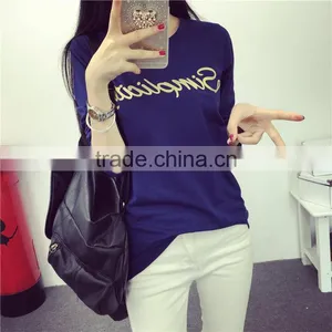 2015 New Wholesale Women Fashion T-shirt Design for Ladies thumbnail-6
