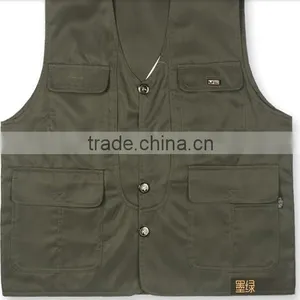 Men's Reversible Clothing Casual Outdoor Fishing Vest Multi-pocket Men V-neck Cotton Vest Brand thumbnail-1
