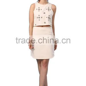 New Design Fashion Sleeveless Crop Top and Skirt thumbnail-2