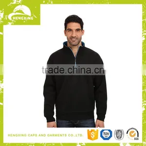 Man Custom Black Plain Collared Sweatshirts thumbnail-1