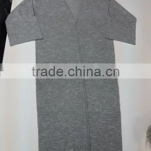 High Fashion Women's Grey Long Cardigan Sweater thumbnail-1