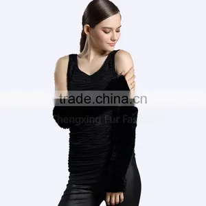CX-A-58A Ladies Fashion Genuine Mink Fur Leather Gloves thumbnail-1