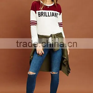 Custom Print Two Clolors Stitching 3/4 Sleeve Baseball t Shirt thumbnail-4