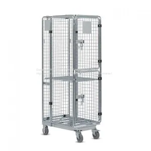 Foldable Warehouse Wire Rolling Storage Cage Heavy Duty 500kg thumbnail-1