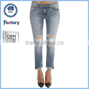 Ripped Denim Jeans ,ripped Jeans Denim,red Blue Denim Brand Jeans thumbnail-1