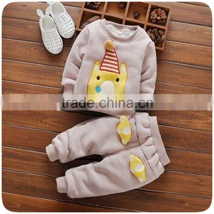 Children Flannel Suits 2016 New Children Winter Leisure Sport Cartoon Down Cashmere Two Piece Sets thumbnail-1