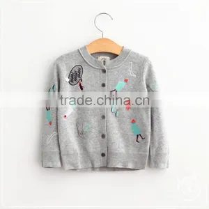 S65675A Cartoon Embroidered Knit Cardigan for Baby Girls thumbnail-1