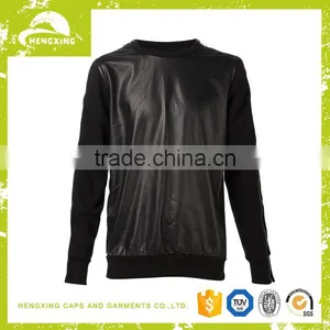 Wholesale Plain Zip Custom Made Men Leather Hoodies thumbnail-1