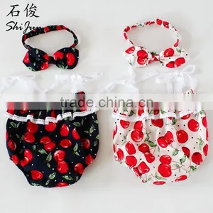 ShiJ Baby Outfits Set Cotton Boutique Trendy Cherry Girls Romper thumbnail-1