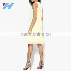 Korean Ladies Fashion Clothing Wholesale Sleeveless Midi Chiffon Crochet Trapeze Dress thumbnail-3