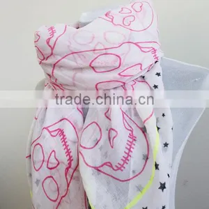 Skull Infinity Scarf Pink Skull With Star Scarf Square Skull Scarf Christmas Gift Woman Scarf Woman Accessory Halloween Scarf Sh thumbnail-3