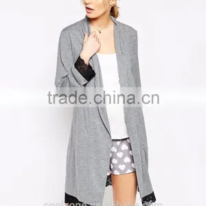 Regular Fit Long Sleeve Jersey Sleeping Robe for Women,maternity Lace Trims Robe 2016 thumbnail-2