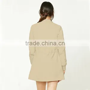 Open Front Longline Flat Collar Ribbed Trim Belted Waist Womens Online Jackets thumbnail-3