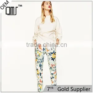 Custom Design Female Fitted Cotton Multicoloured Floral Dress Pants thumbnail-1