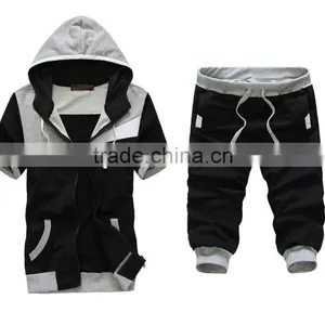 Custom Latest Design Men's Sports Set Hoodies Zipper Short Sleeve Tracksuits thumbnail-4