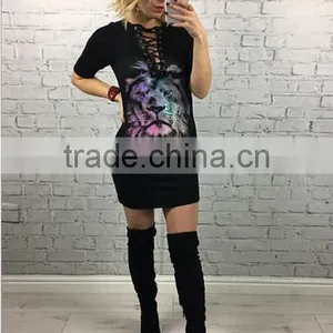 European and American Fashion Lion Printing Bands T-shirt thumbnail-4