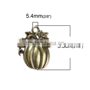 Zinc Based Alloy Pendants Pumpkin Antique Bronze Leaf thumbnail-2