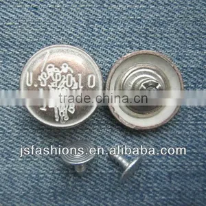 High Quality Accessories New Customized Alloy Shank Jeans Button With White Letter Printed thumbnail-1