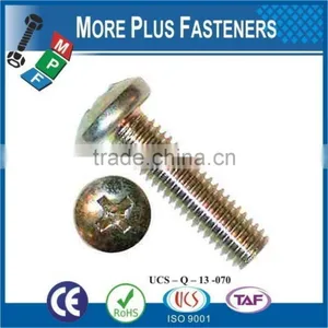 Made in Taiwan Mild Steel Pan Head Phillips Recessed Machine Screws Bright Zinc Plated DIN 7985 thumbnail-6