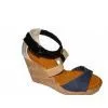 9cm Heels PU / Mesh Material Blue Ladies Wedge Sandals Support OEM thumbnail-1