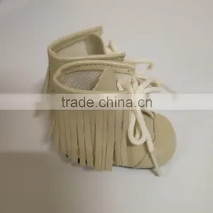 Doll Shoes of White Leather Doll Boots thumbnail-4