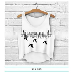 Fashion Girls 3D Design Sleeveless Sports Gym Irregular Tank Top With Pattern For Women thumbnail-6