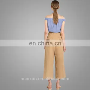 2017 OEM Srevices Girls Simple Clothing Comfort Khaki Pleated Plus Trousers Wholesale thumbnail-4