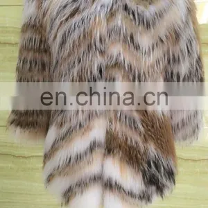 Nature Color Real Fur Round Collar Jacket for Women's Wear thumbnail-3
