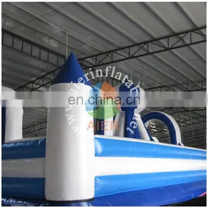 Clear Bule and White Inflatable Funland, Commercial Funland City for Sale thumbnail-3