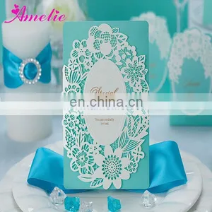 ACW002 Elegant Blue Color Laser Cut 2014 Wedding Invitation Card thumbnail-1