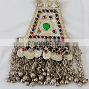 Afghani Silver Plated Necklace-Tribal Handmade Vintage Pendant thumbnail-1