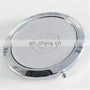 Hot Cheap Design Logo Yes Foldable Pocket Makeup Compact Mirrors With Leather Surface Wholesale thumbnail-1