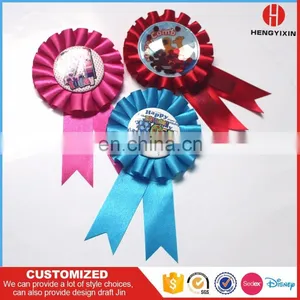 Custom Handmade Satin Rosette Award Ribbon With Safety Pin thumbnail-1