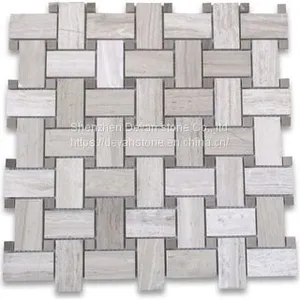 White Wooden Marble Bathroom Wall Mosaic thumbnail-1