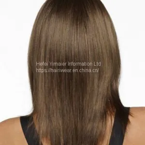 Straight Brown 16 Inches With Bangs Women Synthetic Wigs in Capless Constructions thumbnail-4