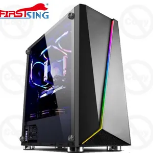 Firstsing ATX Mid Tower Gaming Tempered Glass PC Computer Case With RGB Light Strip thumbnail-1