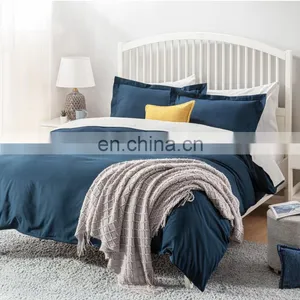 High Quality Navy Winter Plain 100% Polyester King Brushed Duvet Cover Set thumbnail-6