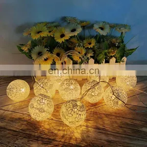Battery Operated LED String Light 10 Cloth Plastic Ball Valentine Wedding Party Decoration Light thumbnail-1