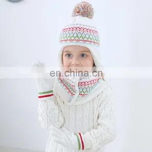 Winter Hat Scarf Gloves Set Girl Boy Earflap Beanie Fleece Warm Kids Autumn Skiing Accessory Outdoor Thermal For Toddler Baby thumbnail-5