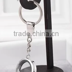 Alloy 30mm Round Glaze Key Chains Magnetic Memory Floating Locket Keychains thumbnail-2