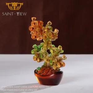 Liuli Crystal Chinese Feng Shui Lucky Fortune Money Tree Craft thumbnail-1