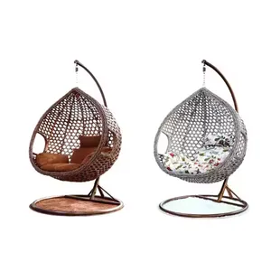 High Quality PE Rattan Metal Stand Patio Hanging Swing Egg Chair for Outdoor or Garden thumbnail-1