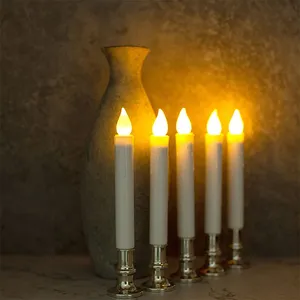 Christmas Candlesticks Automatictimer Remote Control Silver Removable Holders Window Wick Candles thumbnail-2