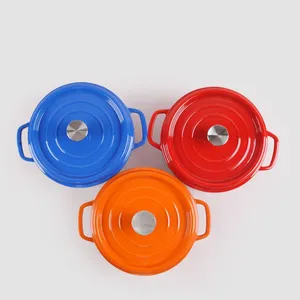 Multifunctional Colorful Cast Iron Pot Casserole Set Cookware 20/22/24/26/28 cm Red/blue/orange Enamel Dutch Oven With Lid thumbnail-1