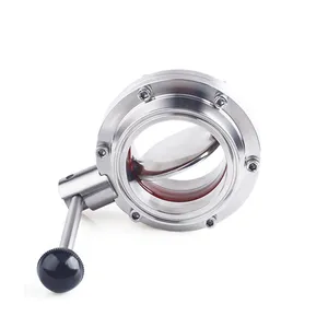 Food Grade Stainless Steel Butterfly Valve Welded Manual Sanitary Welding Powder Butterfly Valve for Milk Tank thumbnail-1