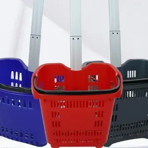 New Retail Supermarket Plastic Shopping Mini Trolley Basket thumbnail-3