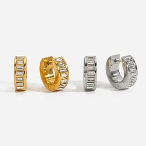 Geometric Hoop Earrings in Gold/Silver Plated Stainless Steel for Couples thumbnail-4