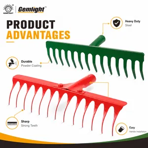 Long Handle Steel Rake for Garden Soil Leveling Lawn Maintenance and Agricultural Cultivation thumbnail-1
